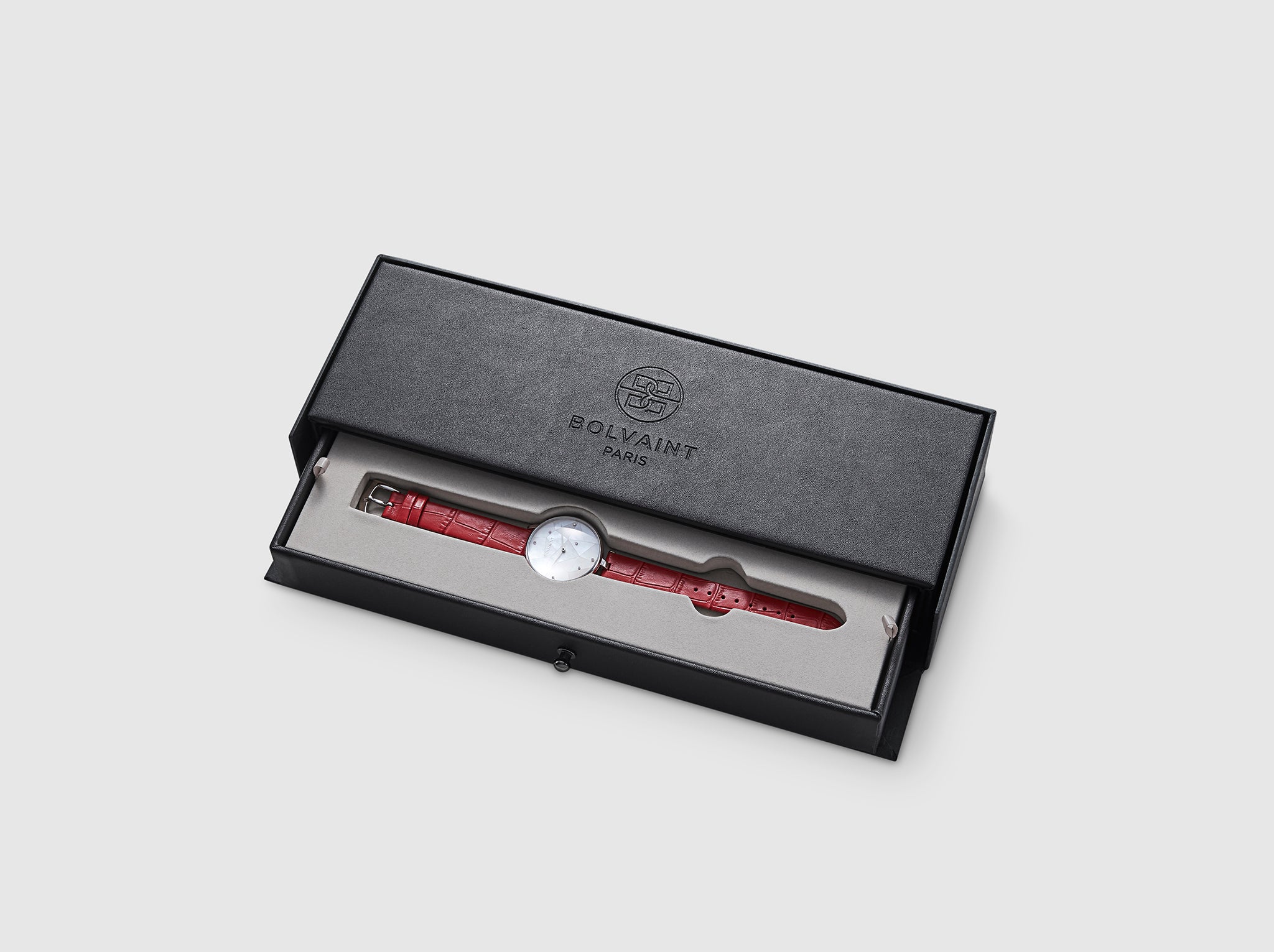 The Vainui Mother-of-Pearl Ladies' Watch - Silver & Garnet Red