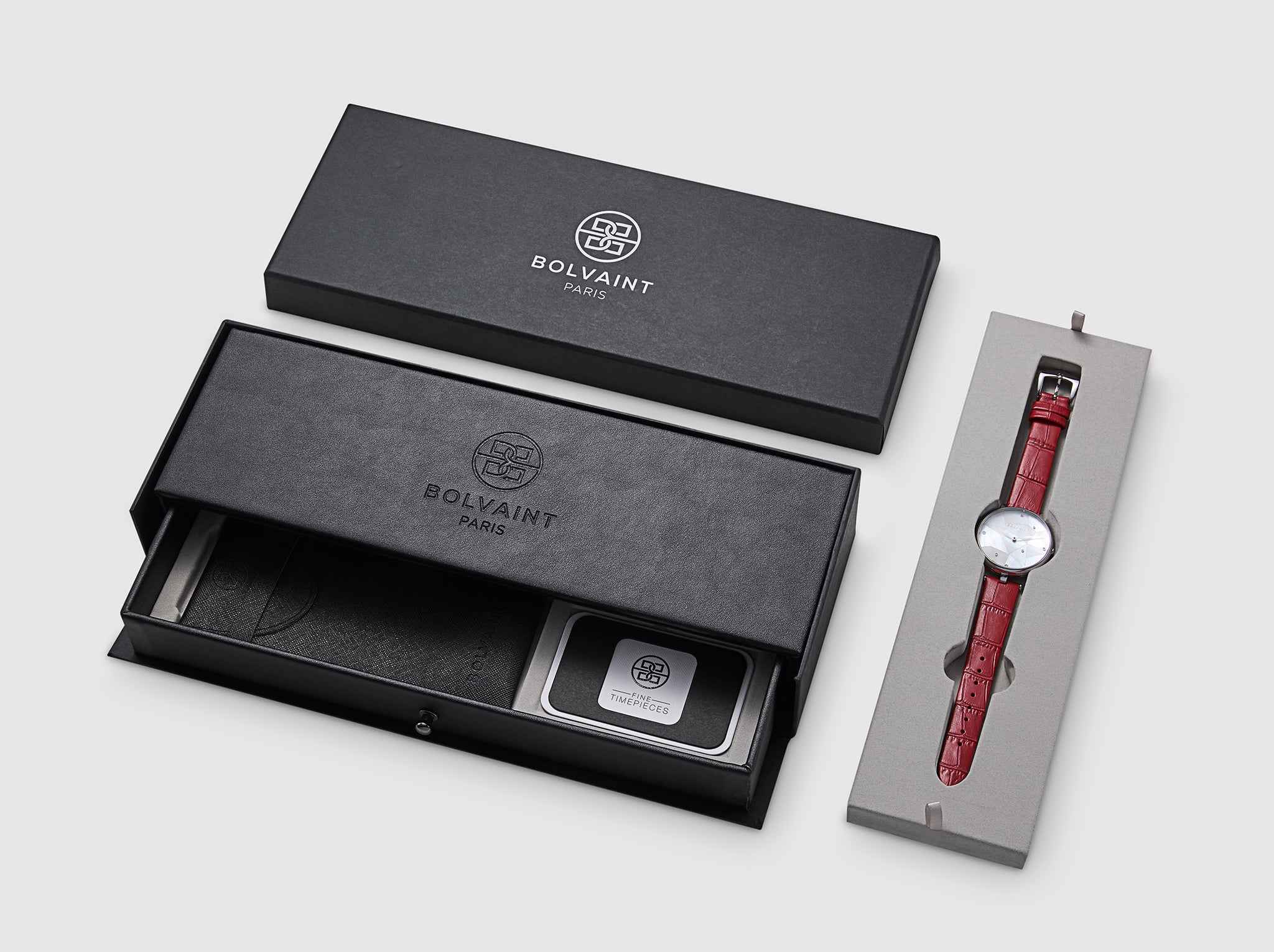 The Vainui Mother-of-Pearl Ladies' Watch - Silver & Garnet Red