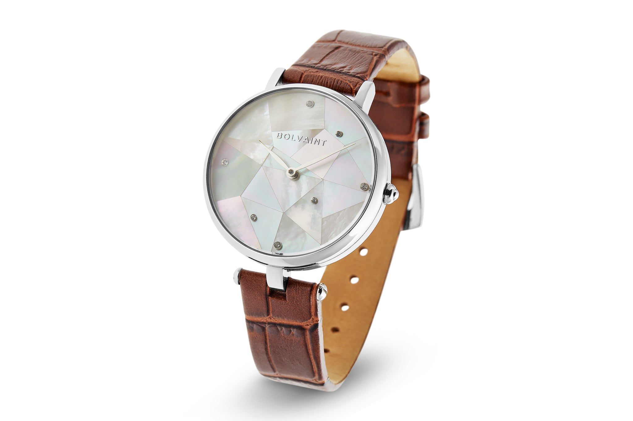 The Vainui Mother-of-Pearl Ladies' Watch - Silver & Umber Brown