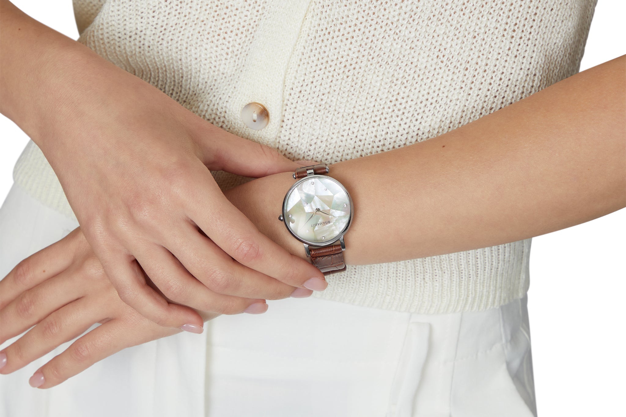 The Vainui Mother-of-Pearl Ladies' Watch - Silver & Umber Brown