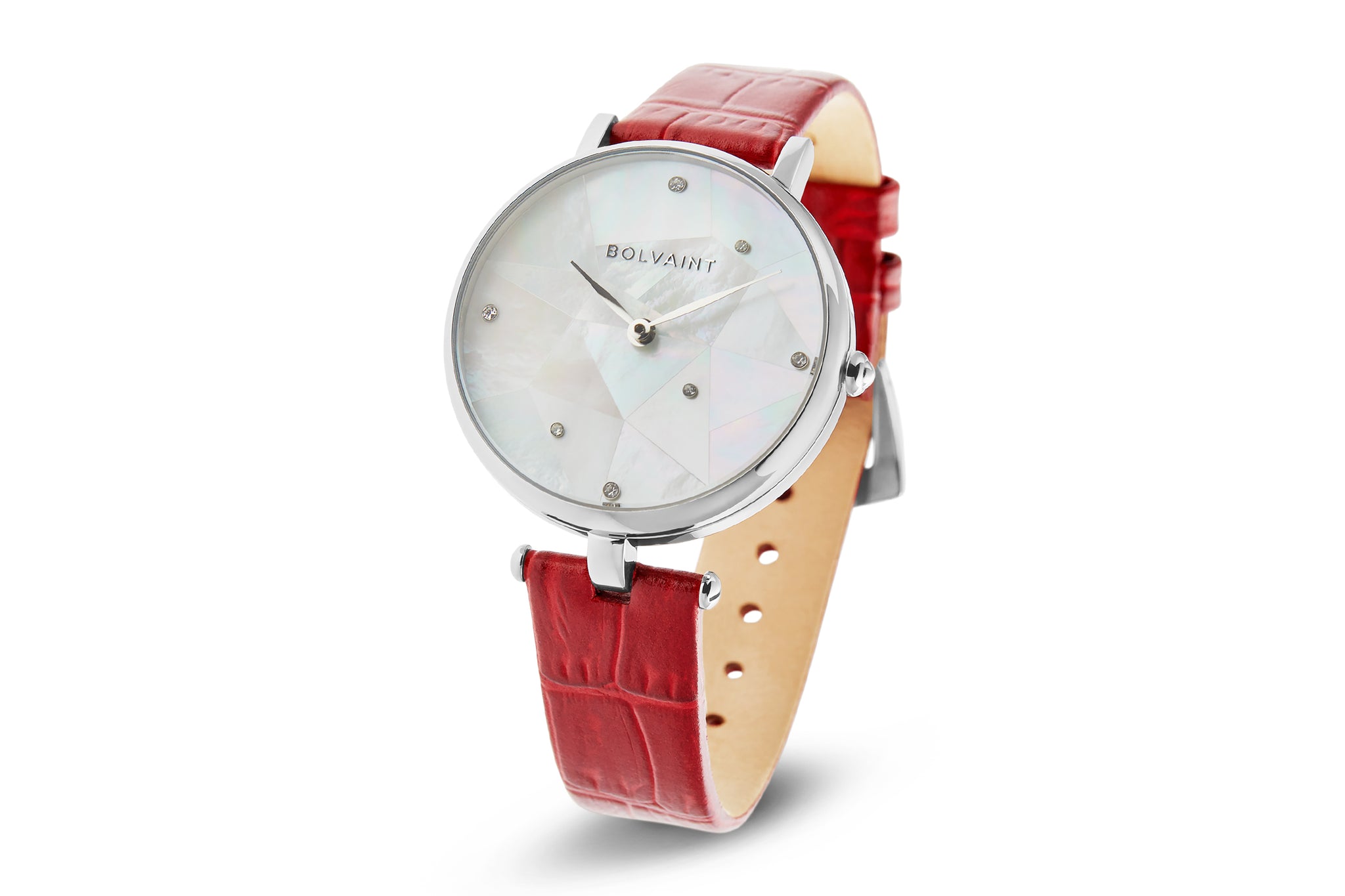 The Vainui Mother-of-Pearl Ladies' Watch - Silver & Garnet Red