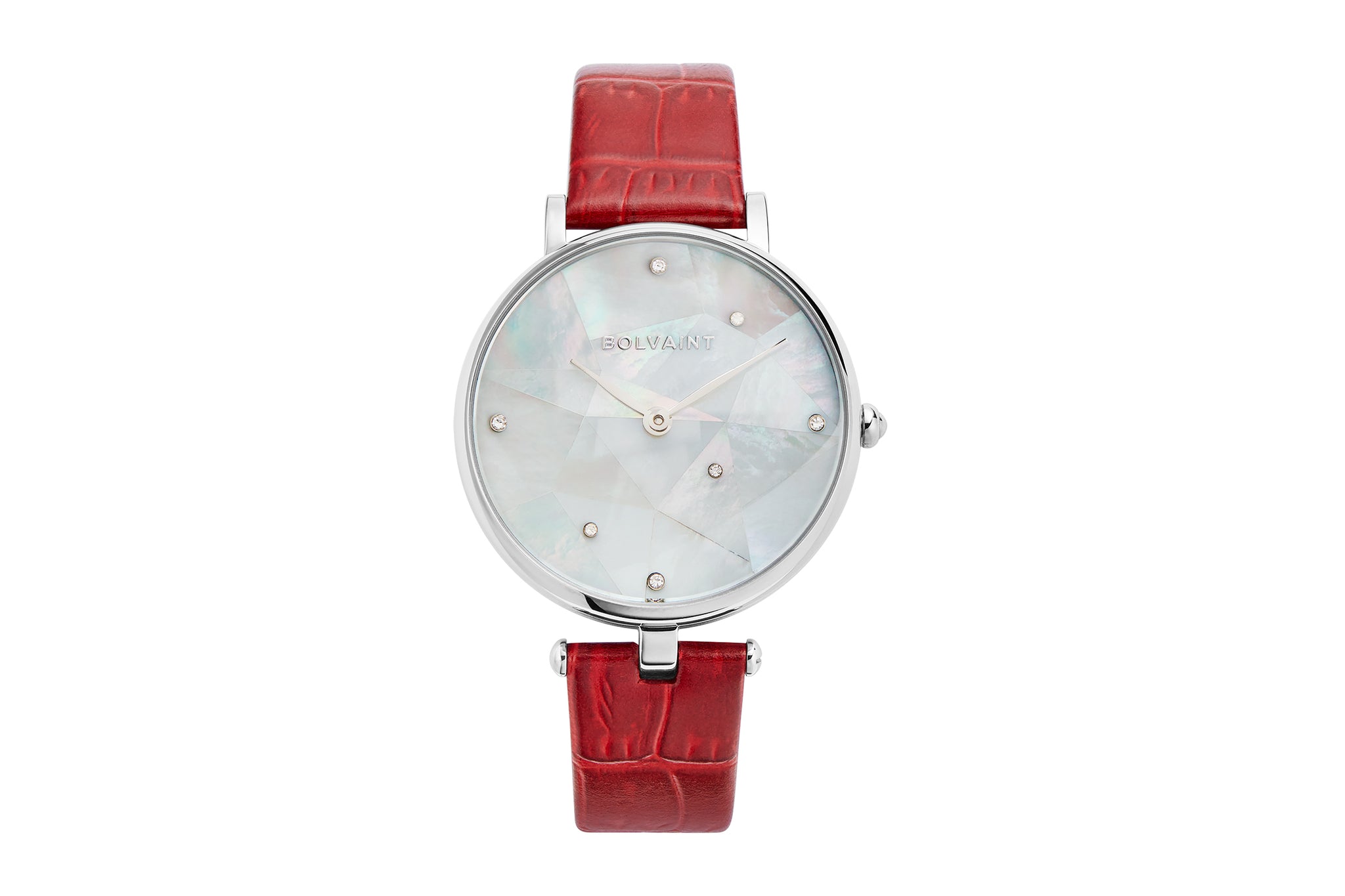The Vainui Mother-of-Pearl Ladies' Watch - Silver & Garnet Red