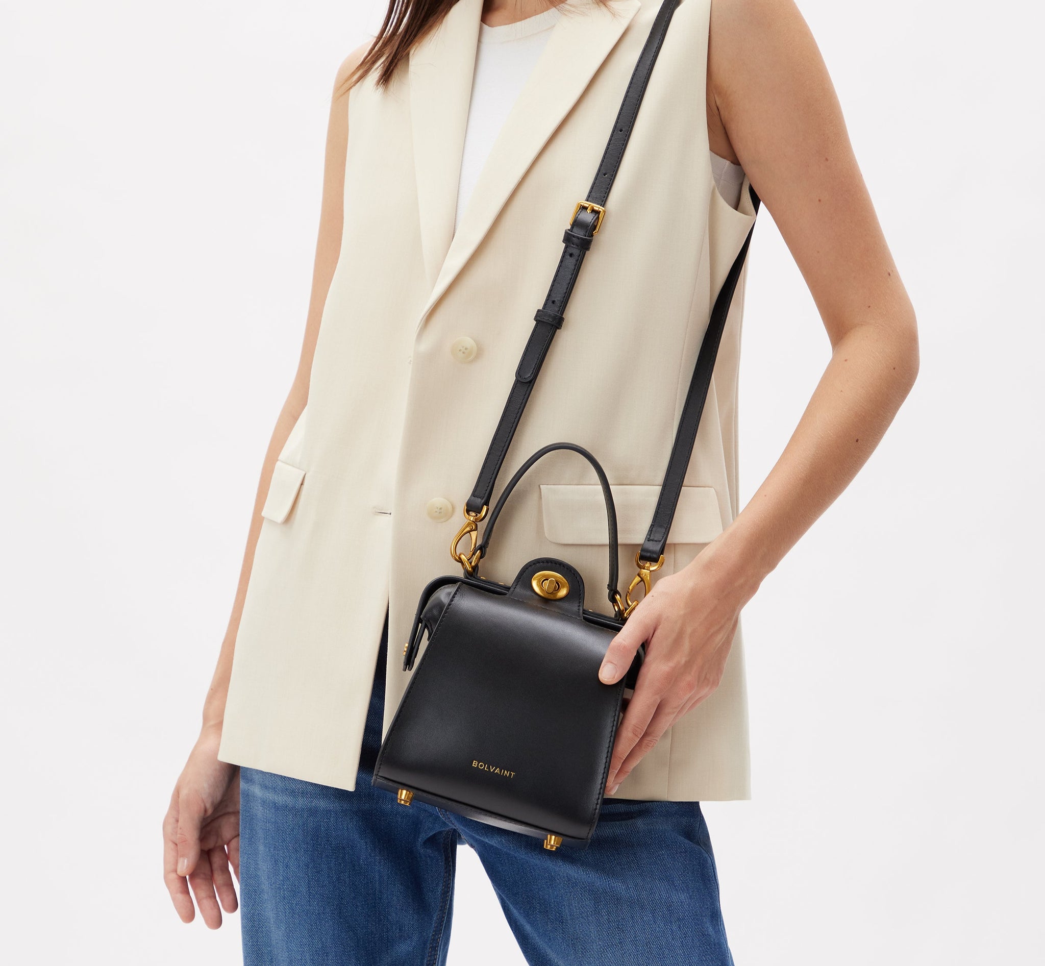 The Elise Noir Structured Shoulder Bag