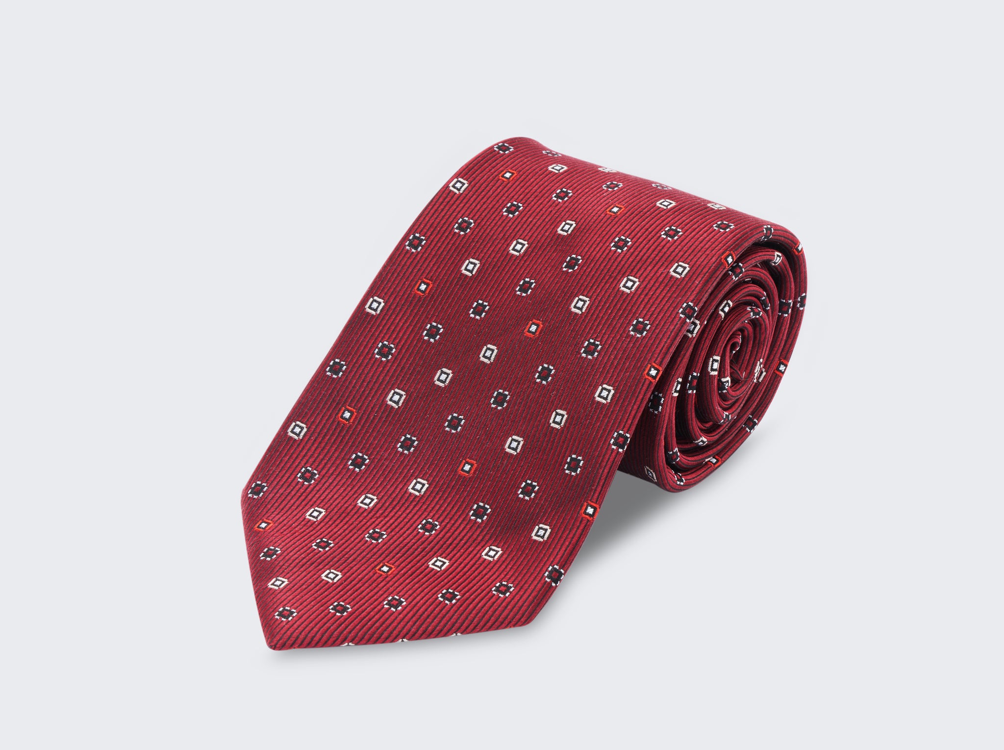 Chester Foulard Silk Tie in Merlot