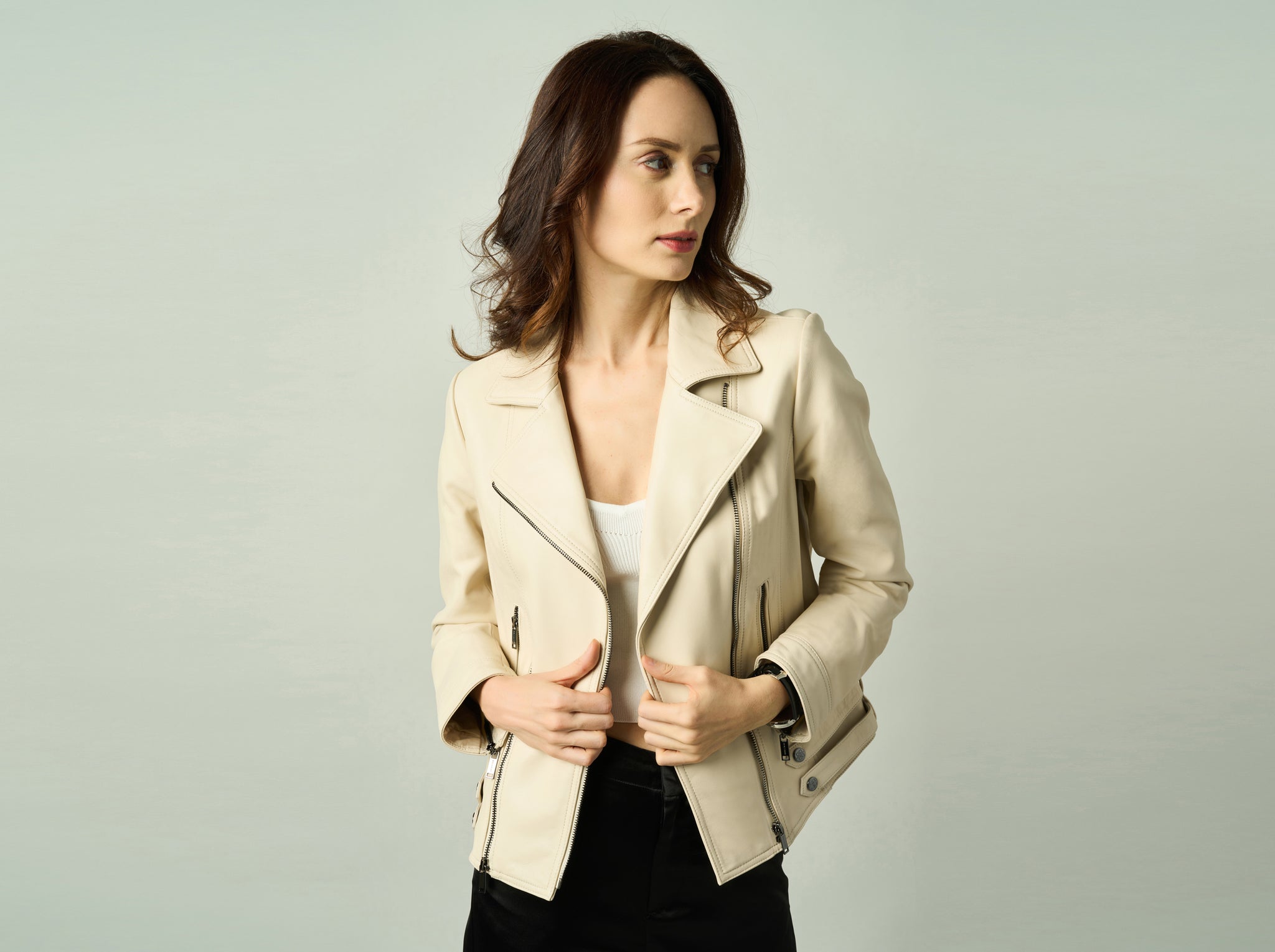 Camile Lambskin Moto Jacket - Women's