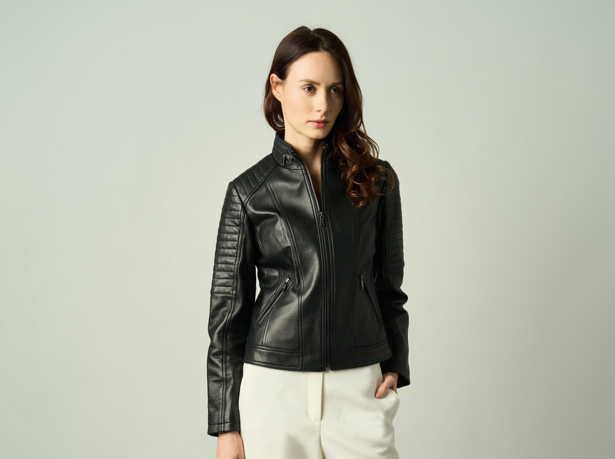 Amélie Lambskin Moto Jacket - Women's