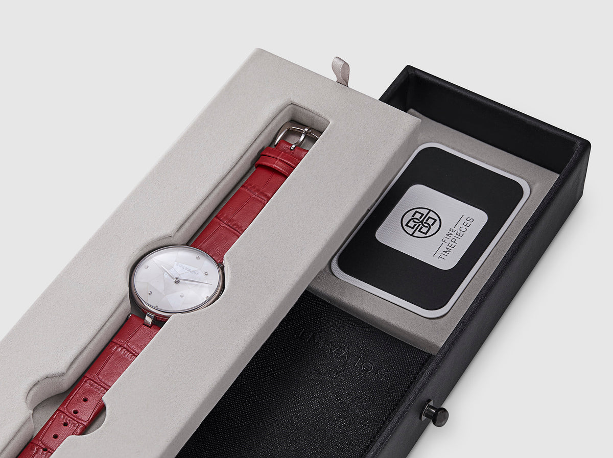 The Vainui Mother-of-Pearl Ladies' Watch - Silver & Garnet Red