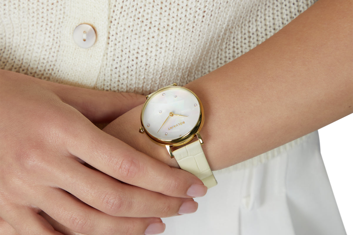 The Vainui Mother-of-Pearl Ladies' Watch - Gold & Ayoka White