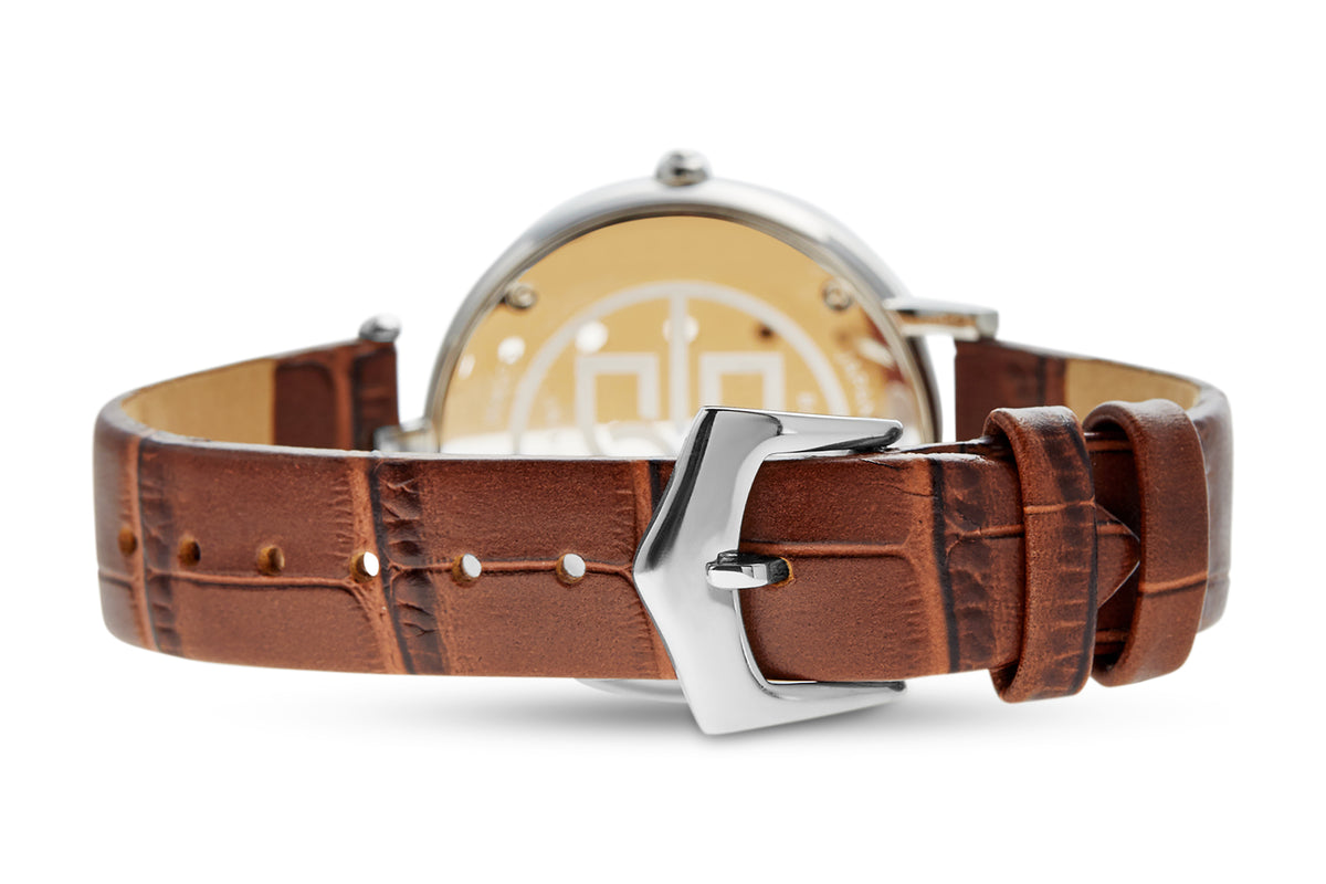 The Vainui Mother-of-Pearl Ladies' Watch - Silver & Umber Brown