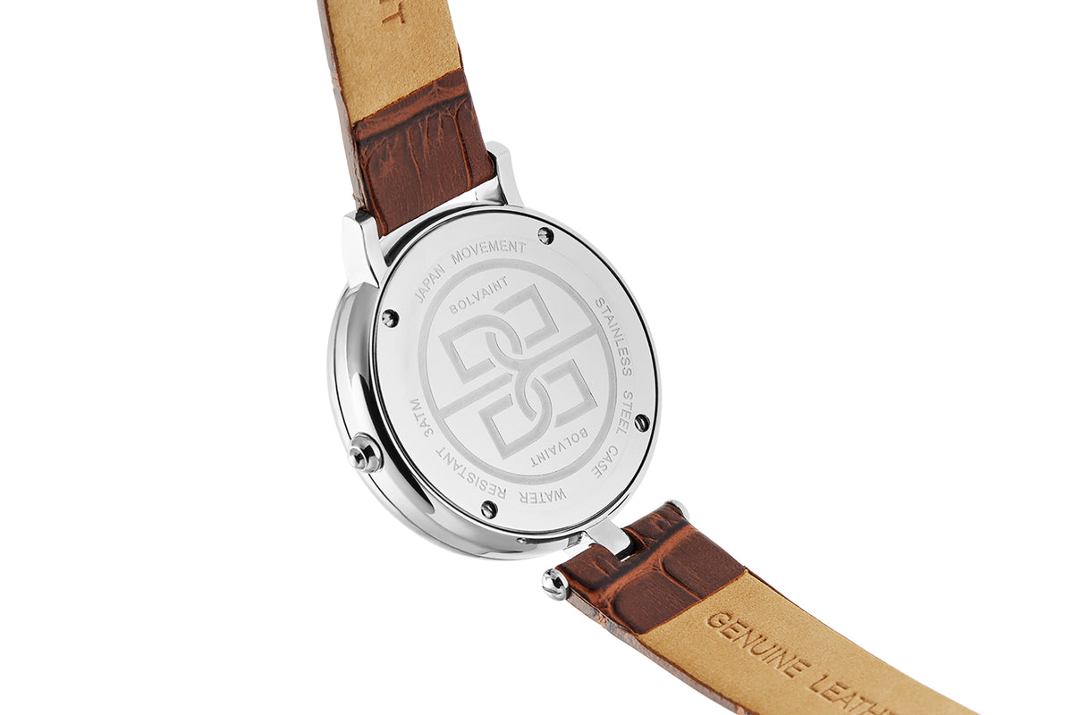 The Vainui Mother-of-Pearl Ladies' Watch - Silver & Umber Brown