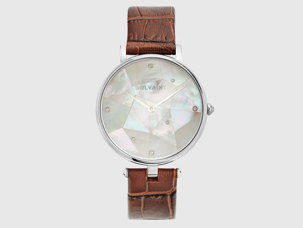 The Vainui Mother-of-Pearl Ladies' Watch - Silver & Umber Brown