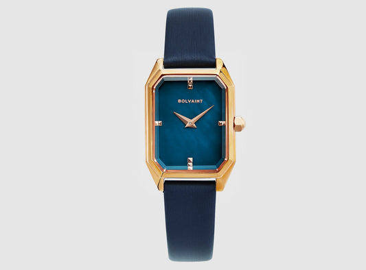 The Artemis Mother-of-Pearl Ladies Watch, Rose Gold and Midnight Navy