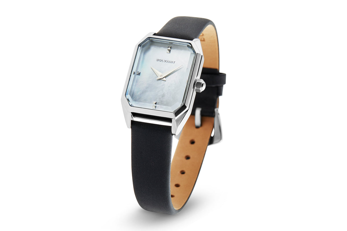 The Artemis Mother-of-Pearl Ladies Watch, Silver and Basalt Black