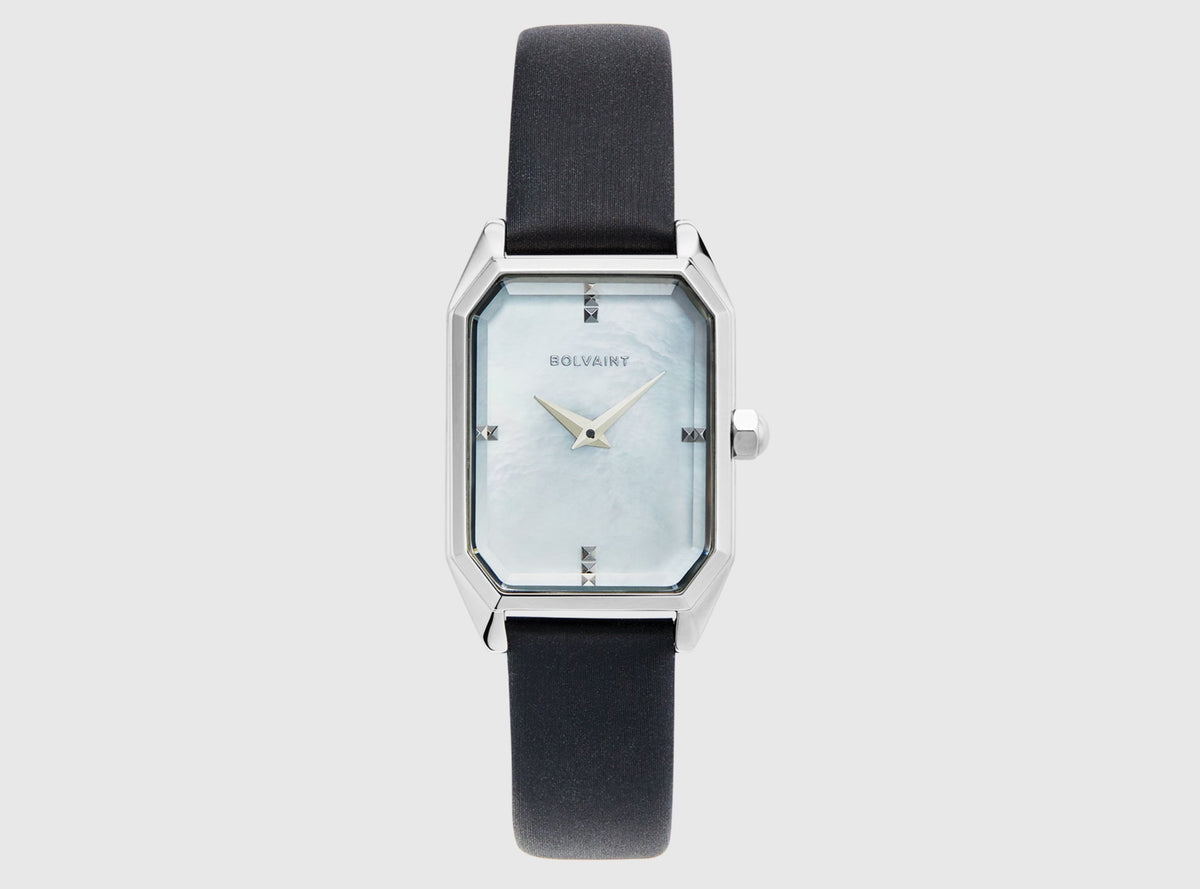 The Artemis Mother-of-Pearl Ladies Watch, Silver and Basalt Black