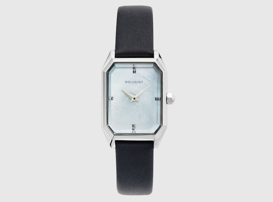 The Artemis Mother-of-Pearl Ladies Watch, Silver and Basalt Black