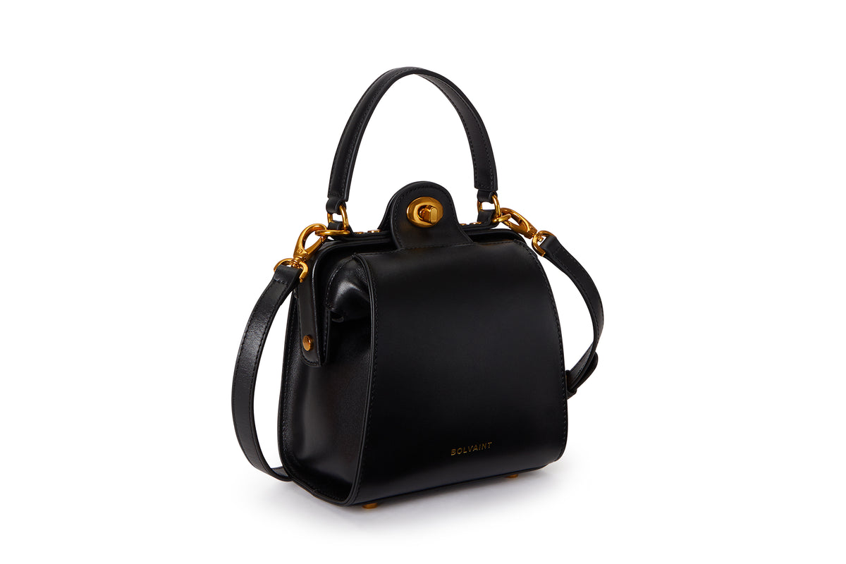 The Elise Noir Structured Shoulder Bag