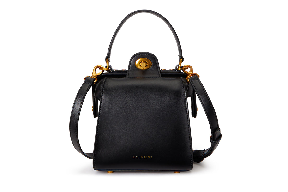 The Elise Noir Structured Shoulder Bag