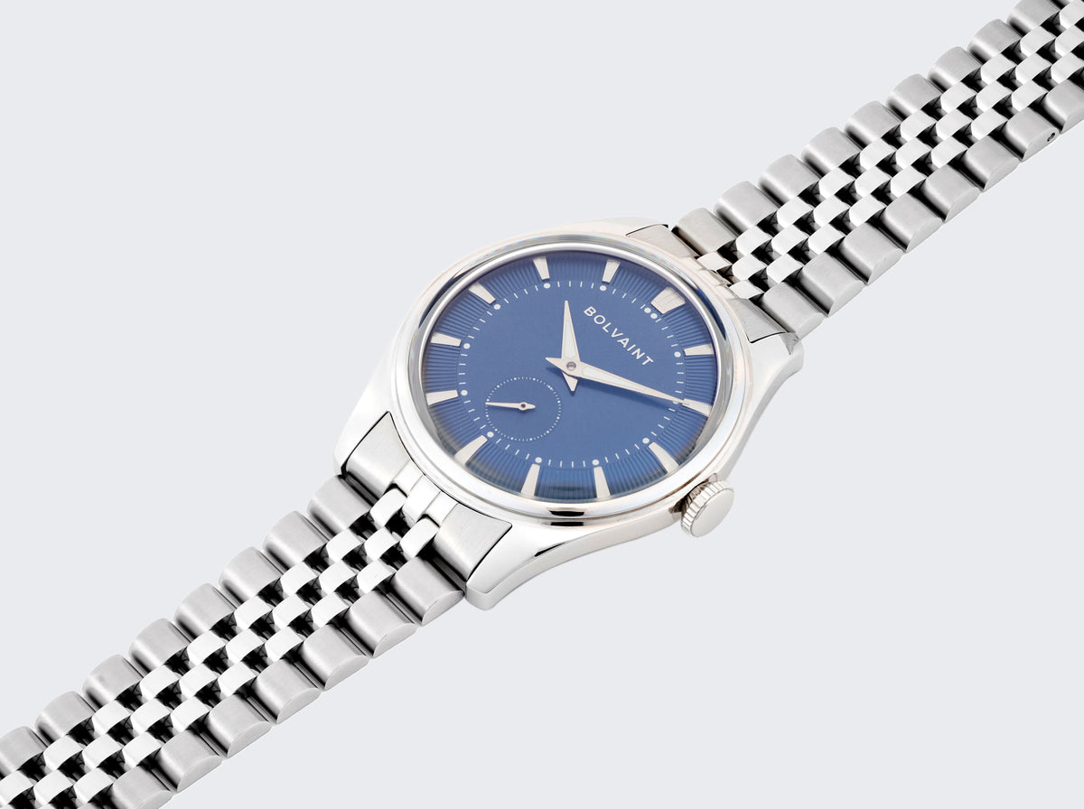 The Alaric Automatic Watch - Bleu in Silver