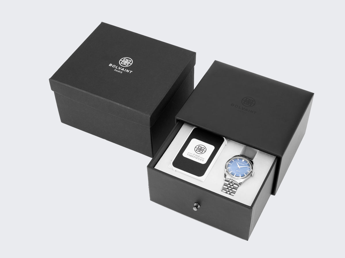 The Alaric Automatic Watch - Bleu in Silver