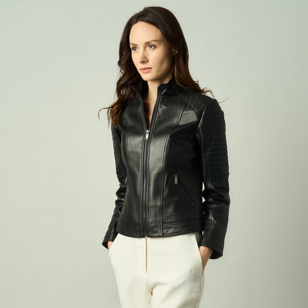 Amélie Lambskin Moto Jacket - Women's