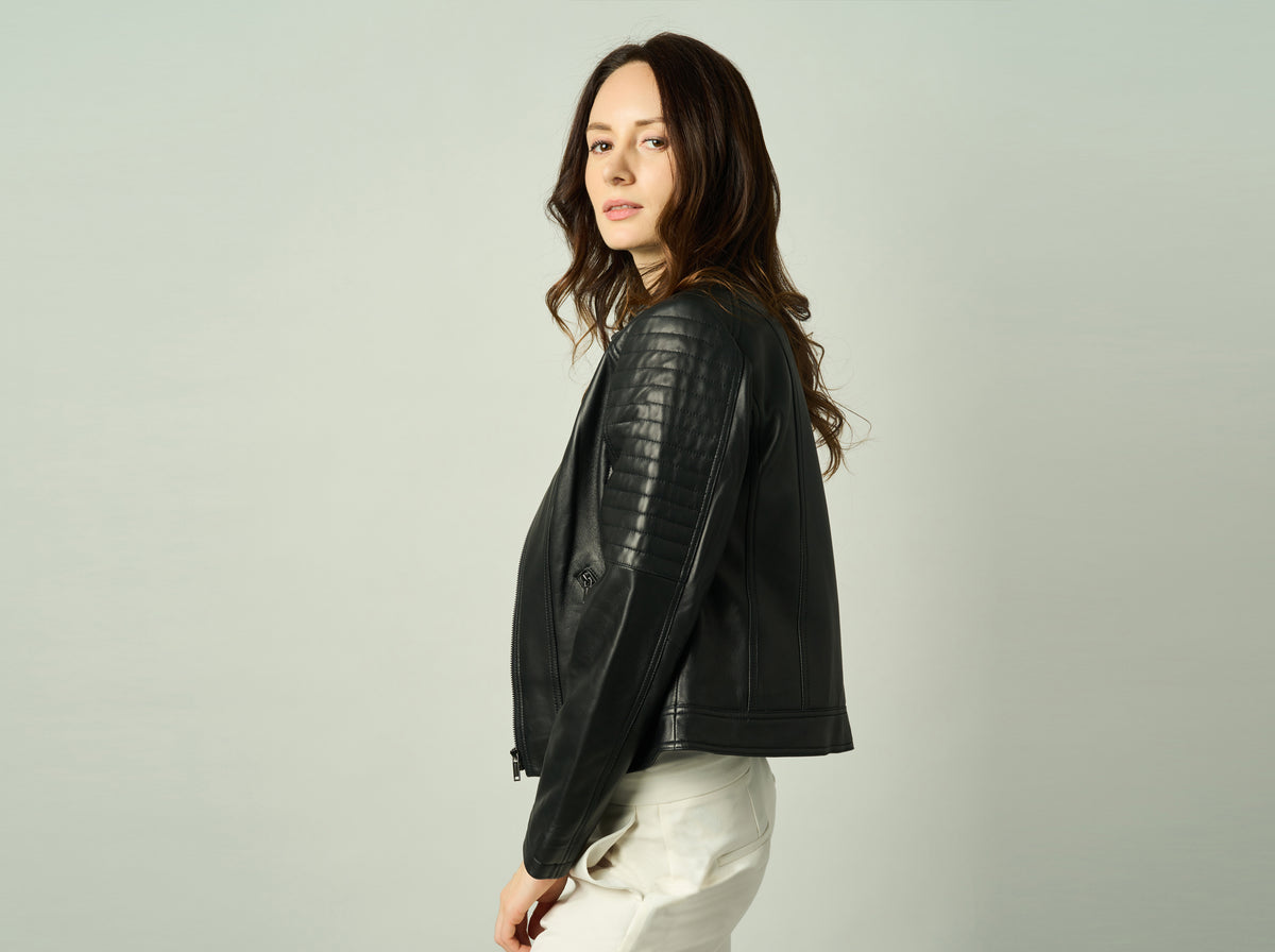 Amélie Lambskin Moto Jacket - Women's