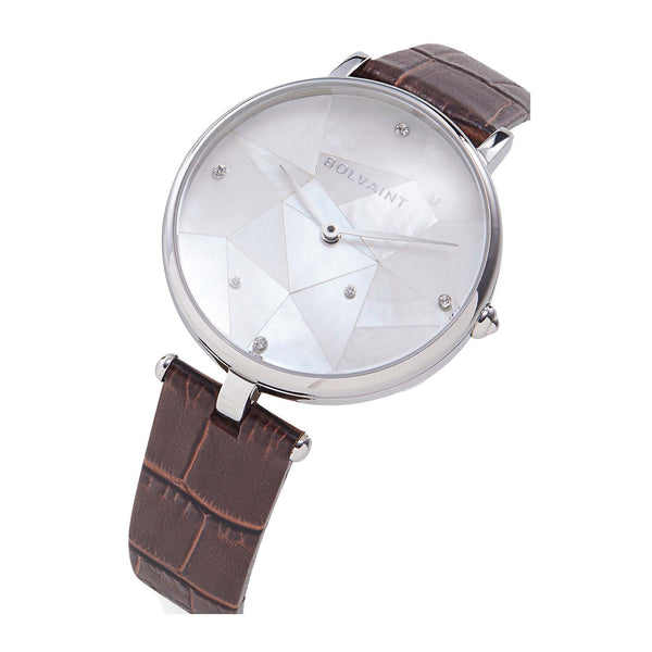 The Vainui Mother-of-Pearl Ladies' Watch - Silver & Umber Brown