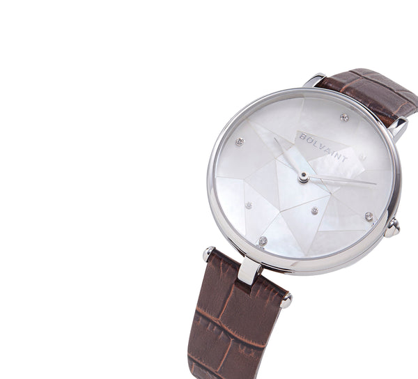 The Vainui Mother-of-Pearl Ladies' Watch - Silver & Umber Brown