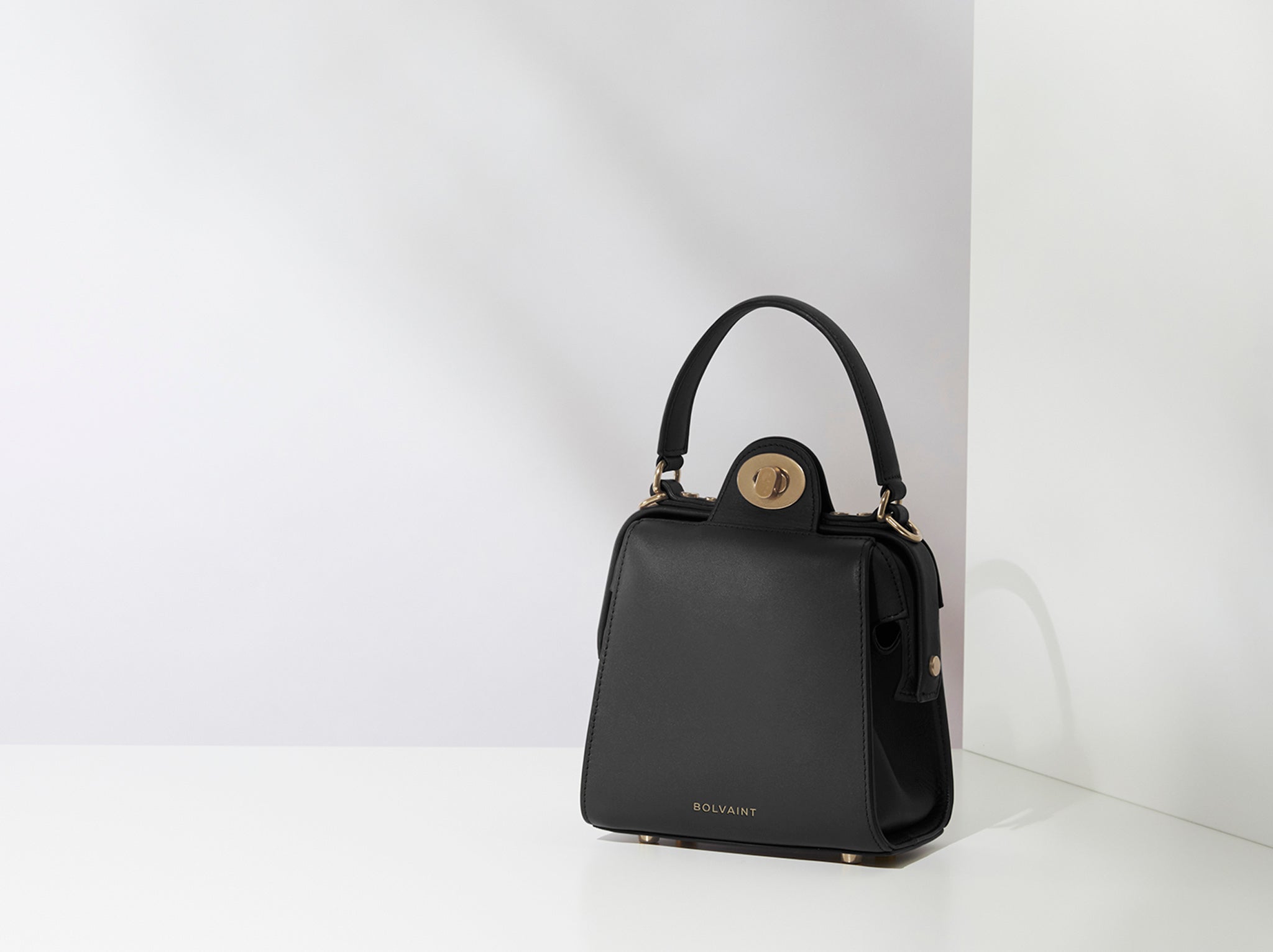 The Elise Noir Structured Shoulder Bag
