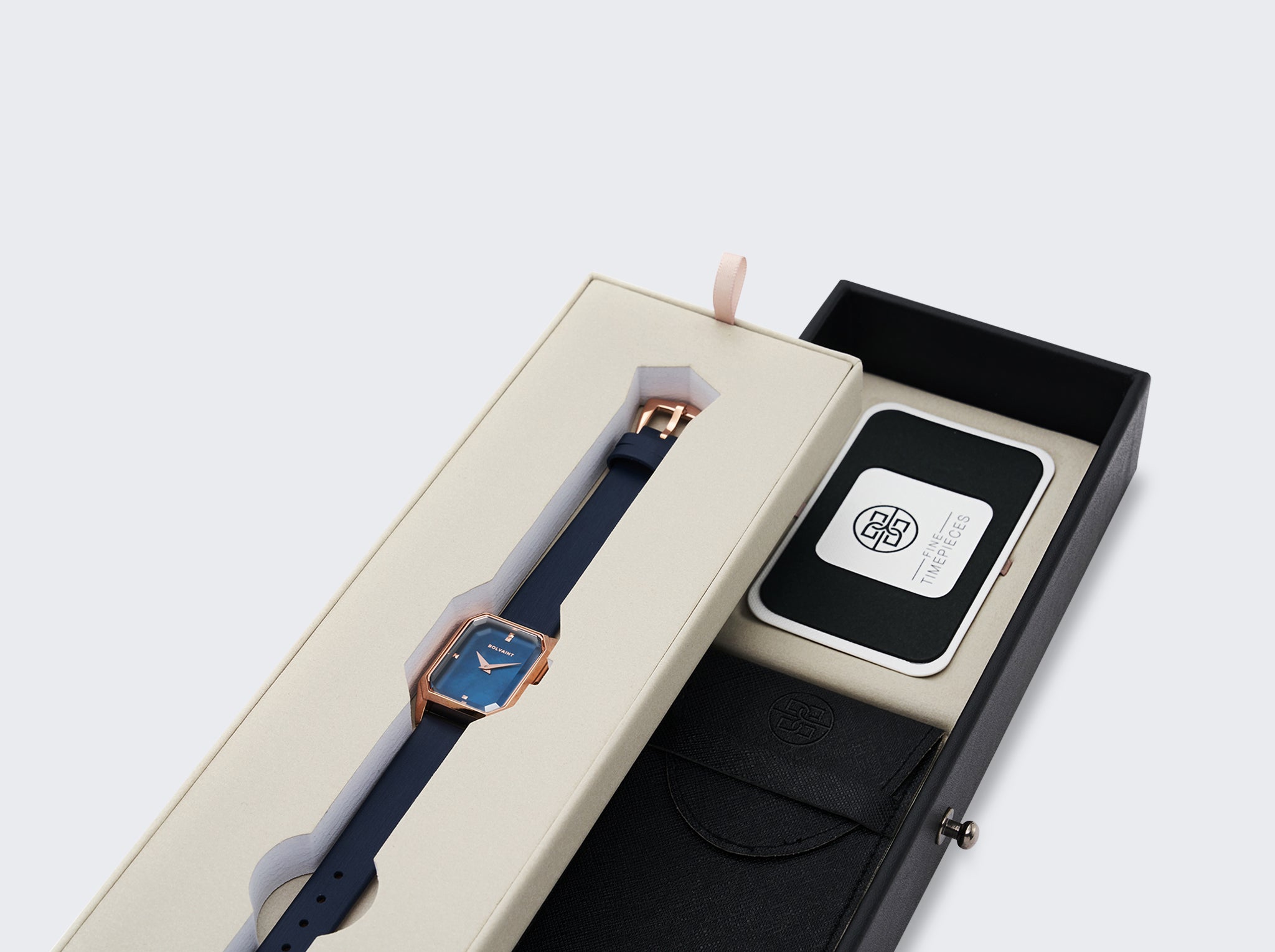 The Artemis Mother-of-Pearl Ladies Watch, Rose Gold and Midnight Navy
