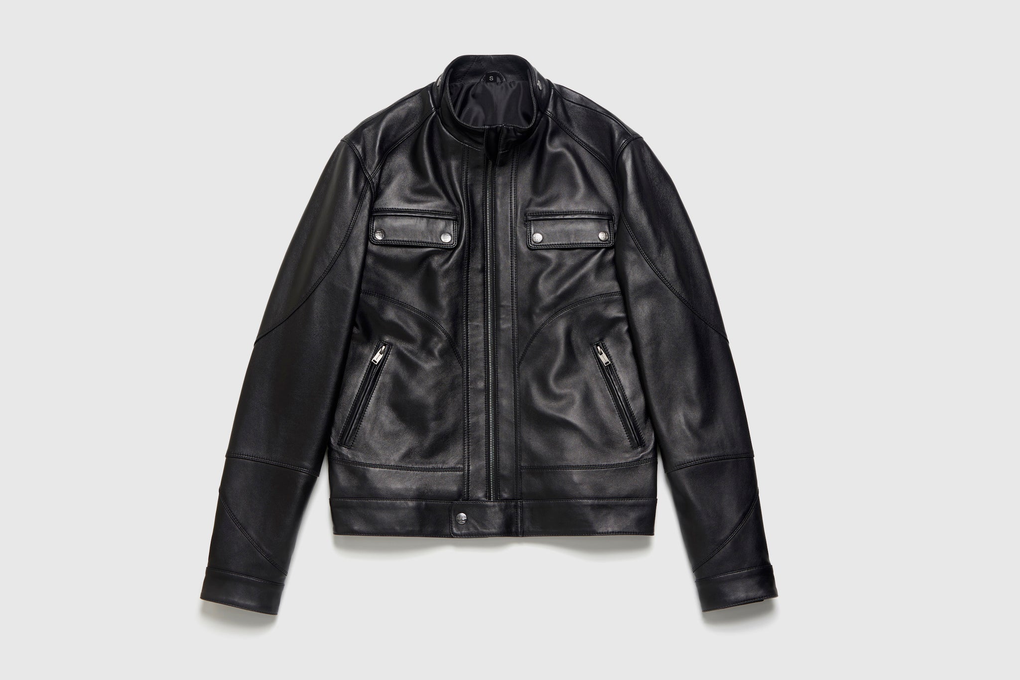 Men's Black Textured Lamb Leather Jacket